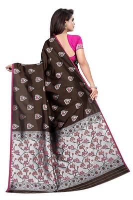 Coffee woven art silk saree with blouse 3