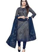 Grey floral print crepe salwar