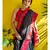 Khadi cotton in timeless black body & red border, with intricate meenakari flamingo motifs