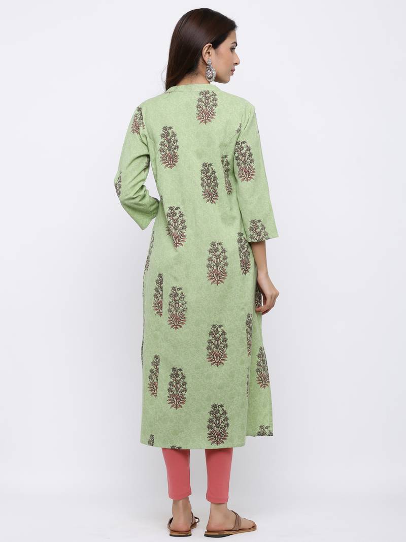 Zeenat Dark Green Flex Cotton Short Plain Kurta