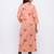 Women's  Peach Cotton Floral Print Straight Kurta