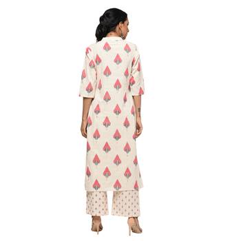 Women's Maroon  Cotton Flex Ikat Printed Straight Kurta & Palazzo Set 3