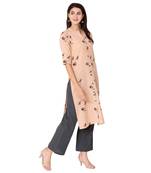 Women's Light Peach  Cotton Flex Floral Print Straight Kurta & Palazzo Set