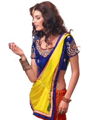 Orange Coloured Dupion Silk Zari work Lehenga Choli With Dupatta 3