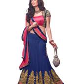 Blue Coloured Georgette Zari work Lehenga Choli With Dupatta