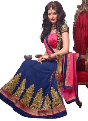 Blue Coloured Georgette Zari work Lehenga Choli With Dupatta 3