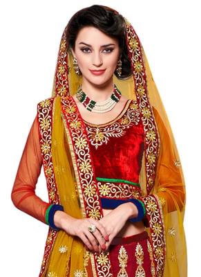 Maroon Coloured Georgette Embroidered Lehenga Choli With Dupatta 2