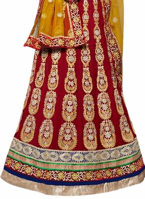 Maroon Coloured Georgette Embroidered Lehenga Choli With Dupatta 3