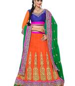 Orange Coloured Georgette Embroidered Lehenga Choli With Dupatta