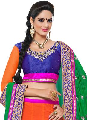 Orange Coloured Georgette Embroidered Lehenga Choli With Dupatta 2
