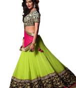 Green Coloured Georgette Embroidered Lehenga Choli With Dupatta