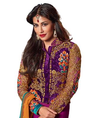 Purple Coloured Georgette Embroidered Lehenga Choli With Dupatta 2