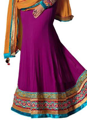 Purple Coloured Georgette Embroidered Lehenga Choli With Dupatta 3