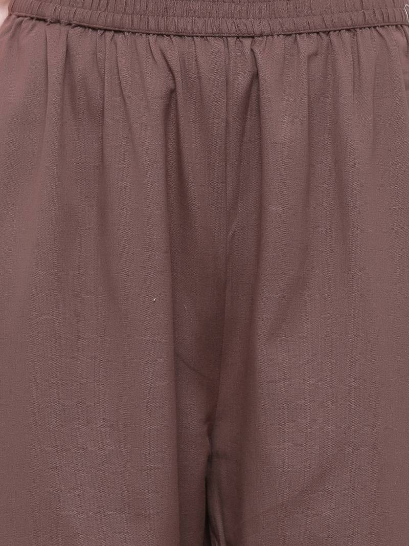 Women's Peach  Cotton Floral Print Straight Kurta & Palazzo Set