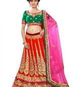 Red Coloured Georgette Embroidered Lehenga Choli With Dupatta