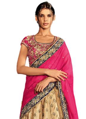 Beige Coloured Dupion Silk Embroidered Lehenga Choli With Dupatta 2