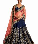 Blue Coloured Dupion Silk Embroidered Lehenga Choli With Dupatta