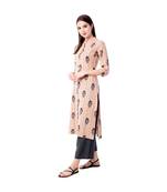 Women's Light peach  Cotton Flex Floral Print Straight Kurta & Palazzo Set