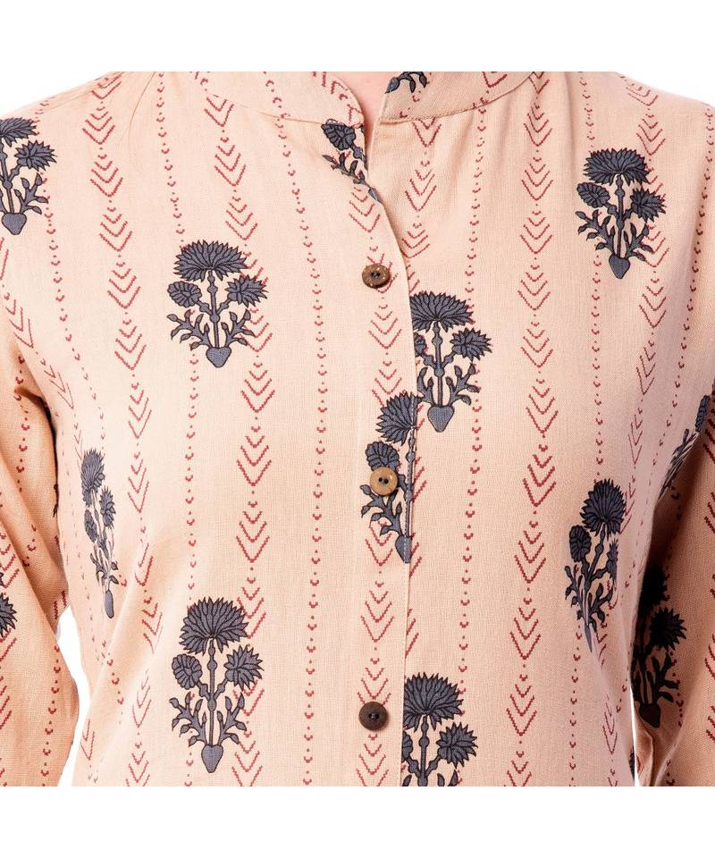 Women's Light peach  Cotton Flex Floral Print Straight Kurta & Palazzo Set