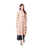 Women's Light Peach  Cotton Flex Floral Print Straight Kurta & Palazzo Set