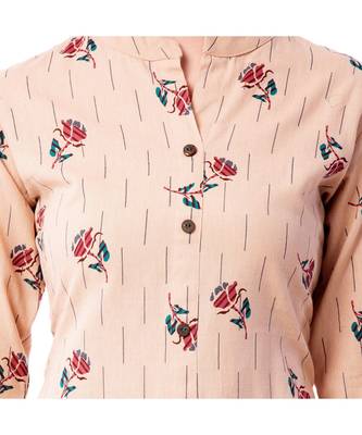 Women's Light Peach  Cotton Flex Floral Print Straight Kurta & Palazzo Set 2