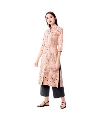Women's Light peach  Cotton Flex Floral Print Straight Kurta & Palazzo Set 1