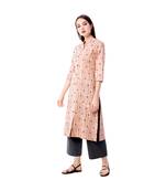 Women's Light peach  Cotton Flex Floral Print Straight Kurta & Palazzo Set