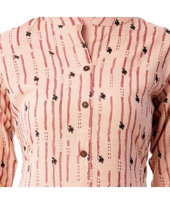 Women's Light peach  Cotton Flex Floral Print Straight Kurta & Palazzo Set 2