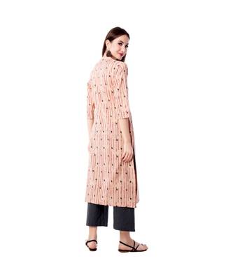 Women's Light peach  Cotton Flex Floral Print Straight Kurta & Palazzo Set 3