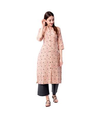 Women's Light peach  Cotton Flex Floral Print Straight Kurta & Palazzo Set 5