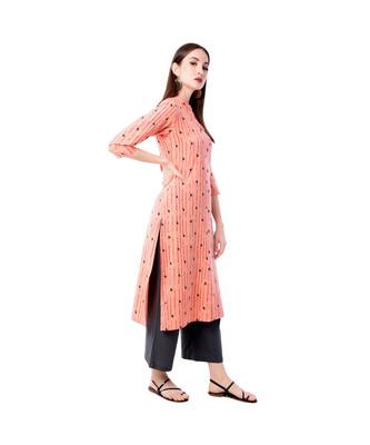 Women's Peach  Cotton Flex Floral Print Straight Kurta & Palazzo Set 1