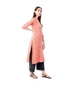 Women's Peach  Cotton Flex Floral Print Straight Kurta & Palazzo Set