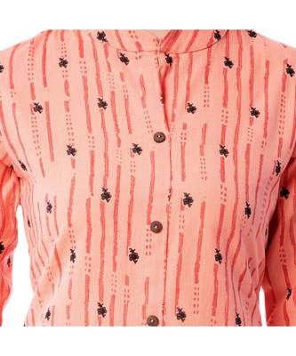 Women's Peach  Cotton Flex Floral Print Straight Kurta & Palazzo Set 2