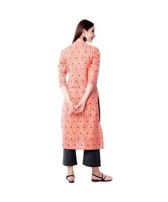 Women's Peach  Cotton Flex Floral Print Straight Kurta & Palazzo Set 3