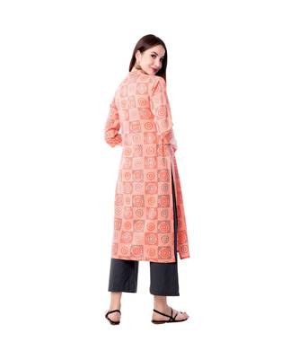 Women's Peach  Cotton Flex Bandhej Print Straight Kurta & Palazzo Set 3