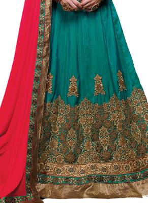 Blue Coloured Dupion Silk Embroidered Lehenga Choli With Dupatta 3