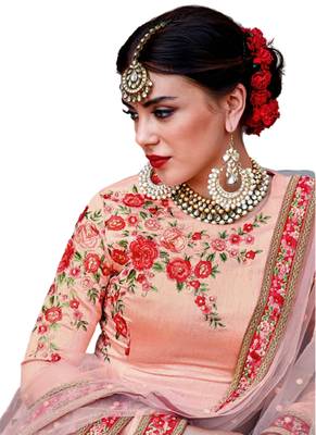 Multi Coloured Dupion Silk Embroidered Lehenga Choli With Dupatta 2