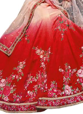 Multi Coloured Dupion Silk Embroidered Lehenga Choli With Dupatta 3