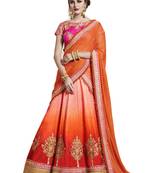 Orange Coloured Dupion Silk Embroidered Lehenga Choli With Dupatta