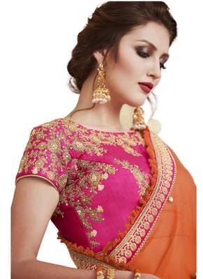 Orange Coloured Dupion Silk Embroidered Lehenga Choli With Dupatta 2