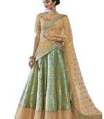 Green Coloured Dupion Silk Embroidered Lehenga Choli With Dupatta