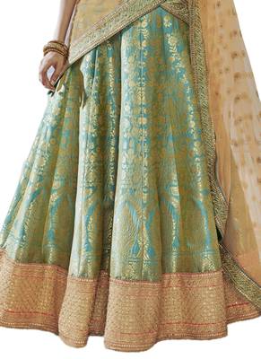Green Coloured Dupion Silk Embroidered Lehenga Choli With Dupatta 3