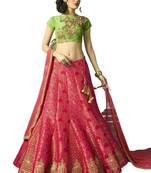 Magenta Coloured Dupion Silk Embroidered Lehenga Choli With Dupatta