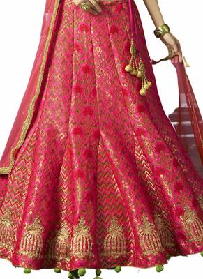 Magenta Coloured Dupion Silk Embroidered Lehenga Choli With Dupatta 3