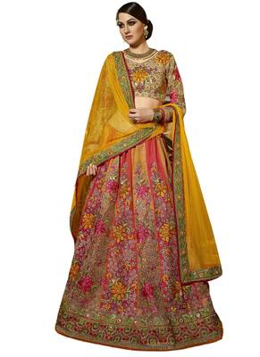 Magenta Coloured Dupion Silk Embroidered Lehenga Choli With Dupatta 1