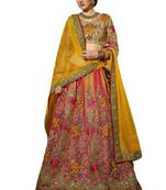 Magenta Coloured Dupion Silk Embroidered Lehenga Choli With Dupatta