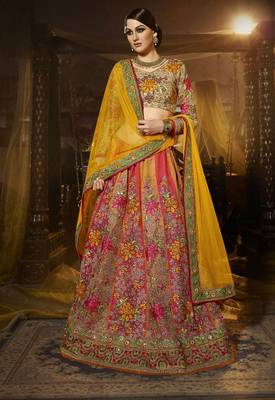 Magenta Coloured Dupion Silk Embroidered Lehenga Choli With Dupatta 4