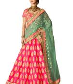 Magenta Coloured Dupion Silk Embroidered Lehenga Choli With Dupatta