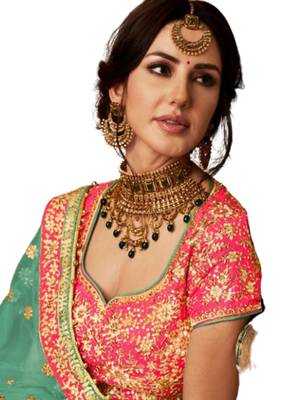 Magenta Coloured Dupion Silk Embroidered Lehenga Choli With Dupatta 2