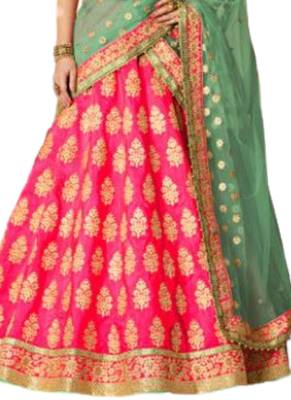 Magenta Coloured Dupion Silk Embroidered Lehenga Choli With Dupatta 3